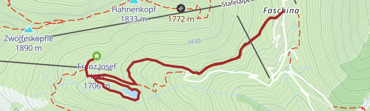 Route map: Über den Stafelalpsee zur Franz-Josef-Hütte